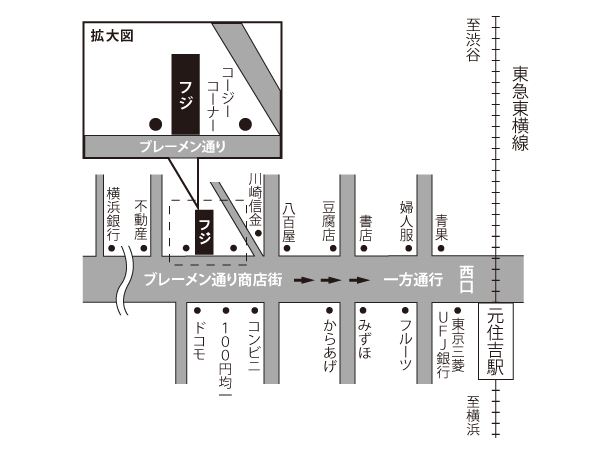 元住吉店の地図